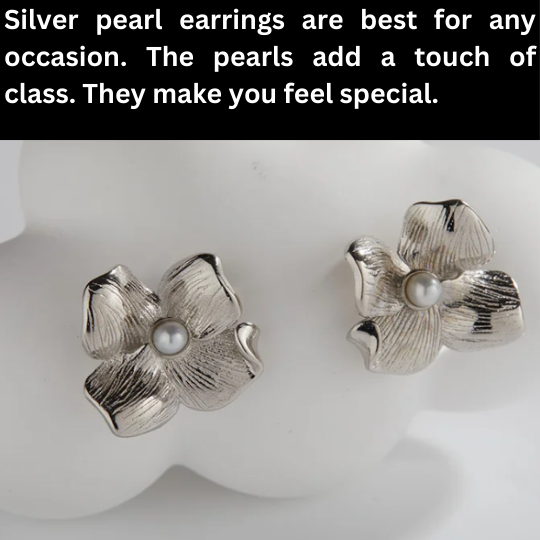 silver pearl earrings