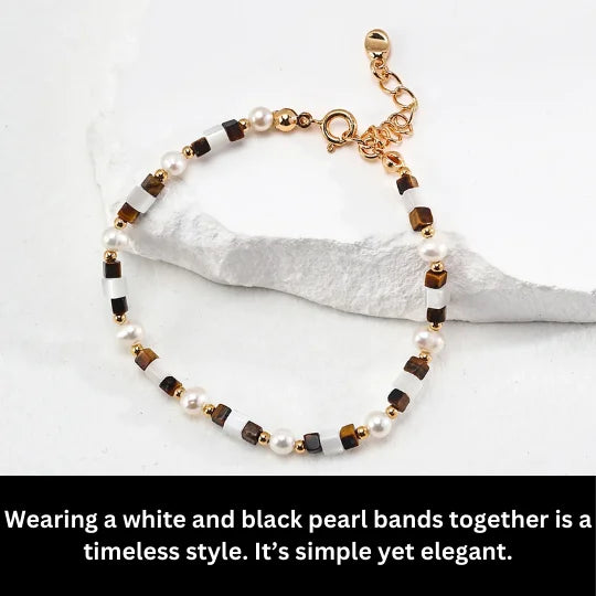 Tiger Eye Gemstone Pearl Beaded Bracelet