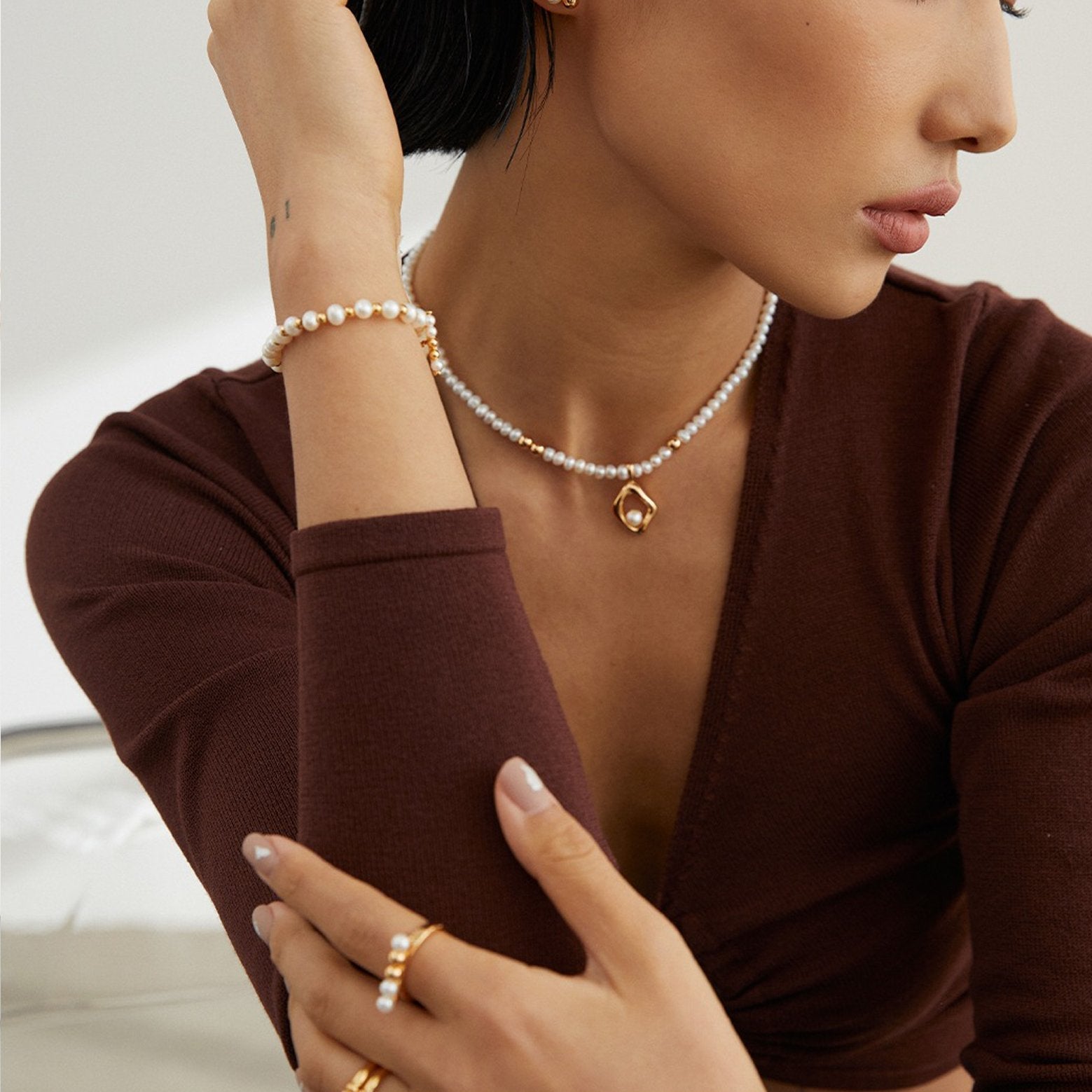 Shop All Styles - Pearl jewellery match different neckline- Angel Barocco