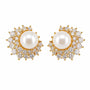 Gold-tone freshwater pearl earrings with round and marquise crystal clusters