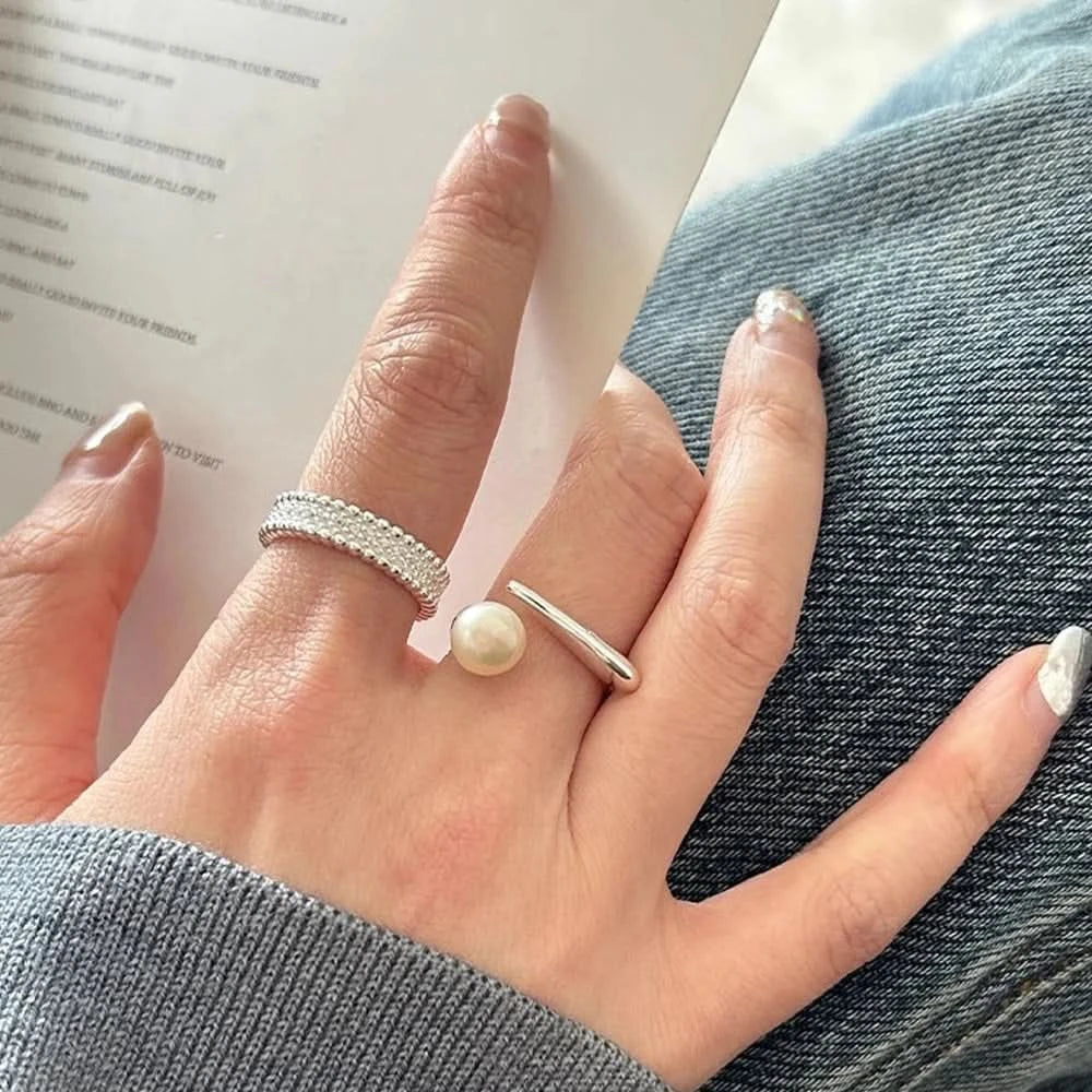 Adjustable Cross-design freshwater pearl ring