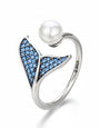 Adjustable Cubic Zirconia Mermaid Pearl Ring