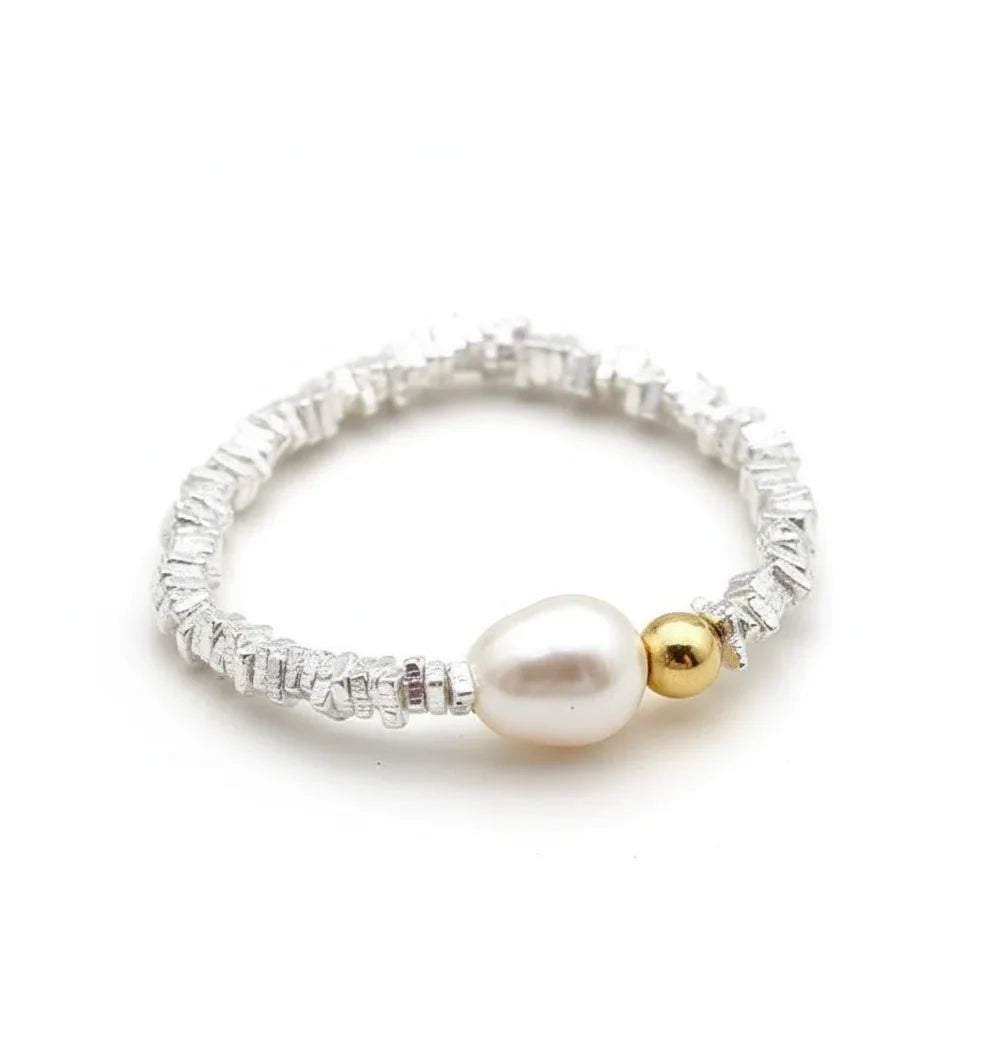 Barocco Pearl Silver Pieces Ring