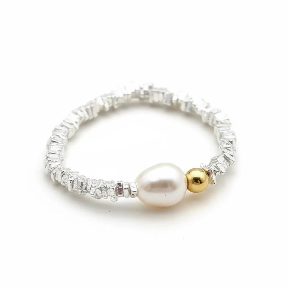 Barocco Pearl Silver Pieces Ring