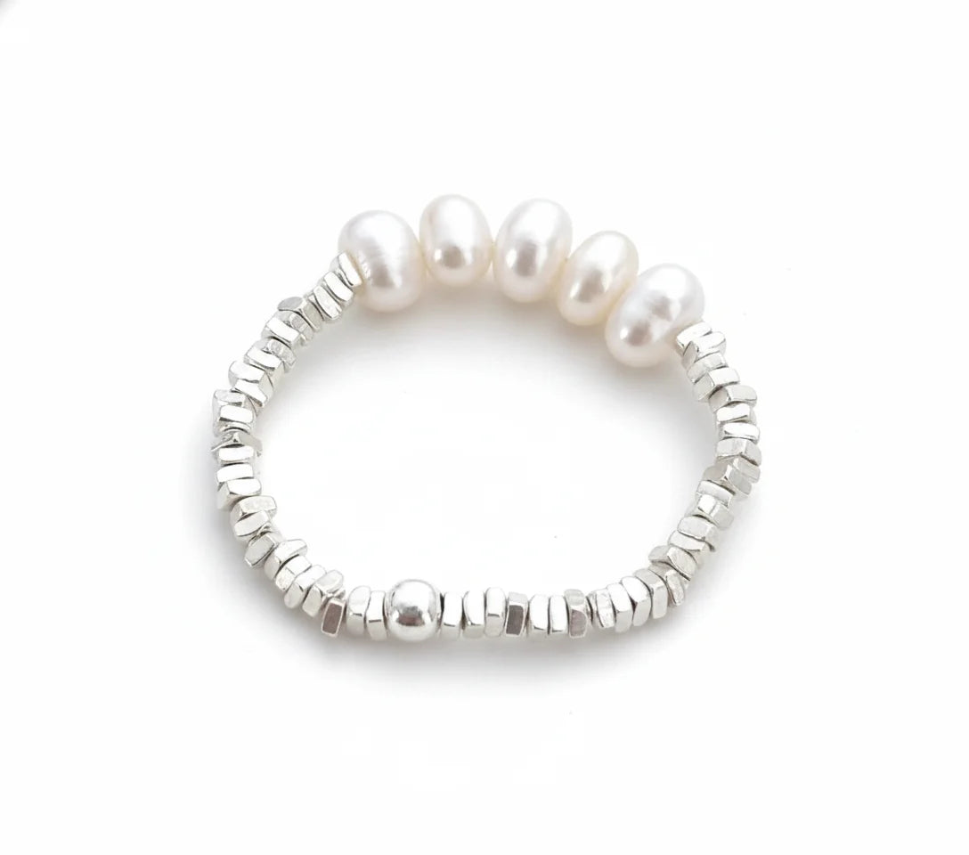 Barocco Pearls Silver Pieces Ring