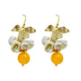 Baroque Pearl earrings with gold petals - Angel Barocco