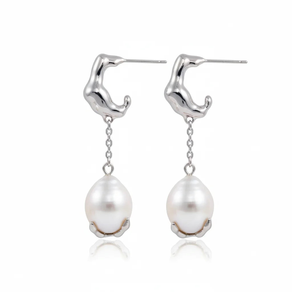Baroque Pearl Hook Dangle Earrings