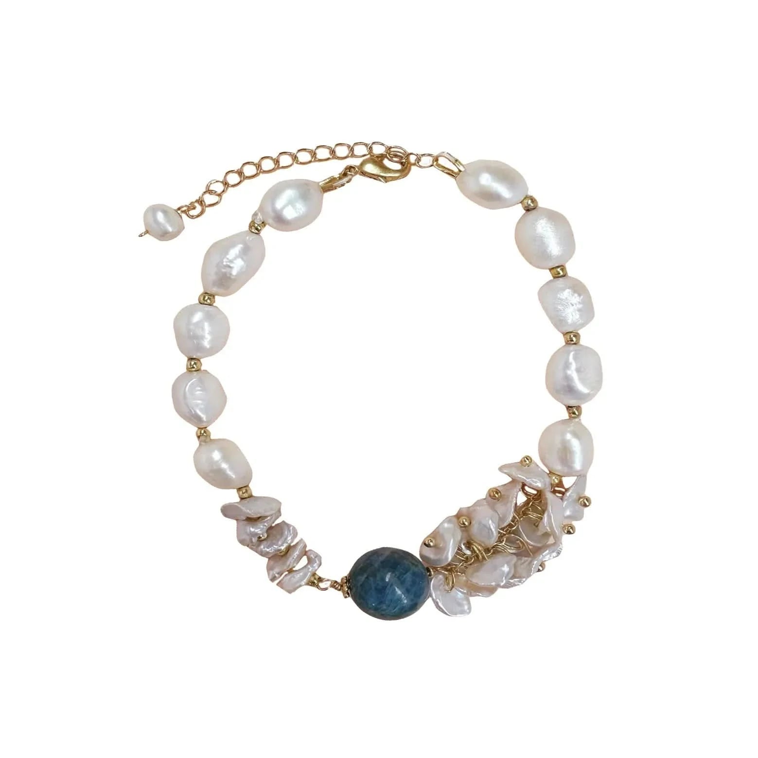 Baroque Pearl & Bluestone Bracelet – Elegant Beauty