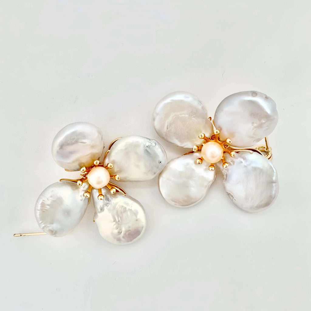 Baroque Pearls Flowers Earrings