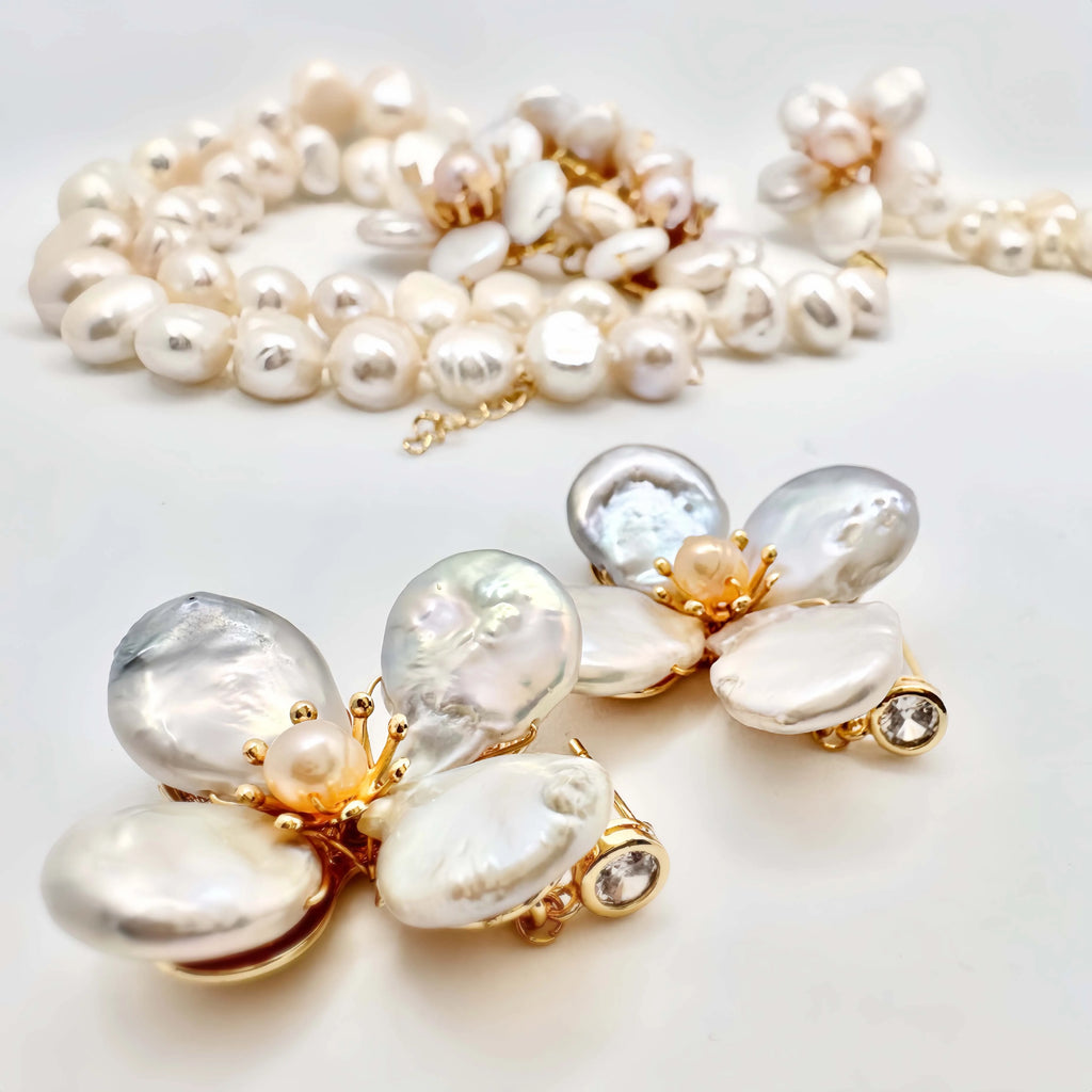 Baroque Pearls Flowers Earrings