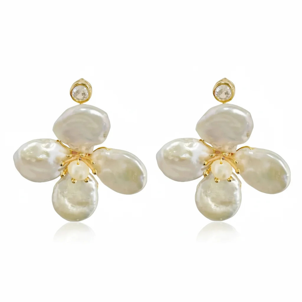 Baroque Pearls Flowers Earrings