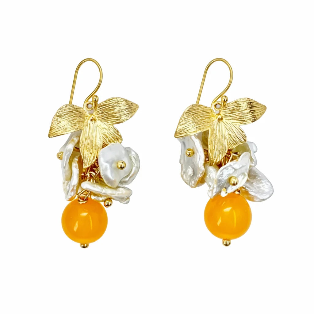 Baroque Pearl Petals Drop Earrings