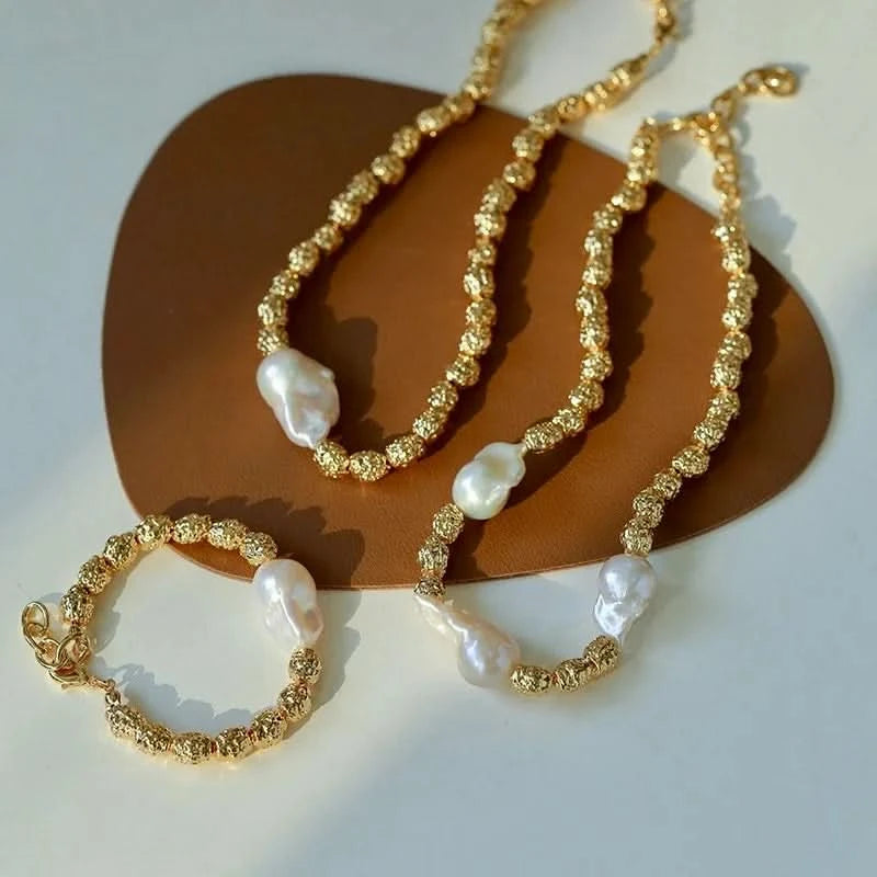 Baroque Pearl Necklace & Bracelet Sets