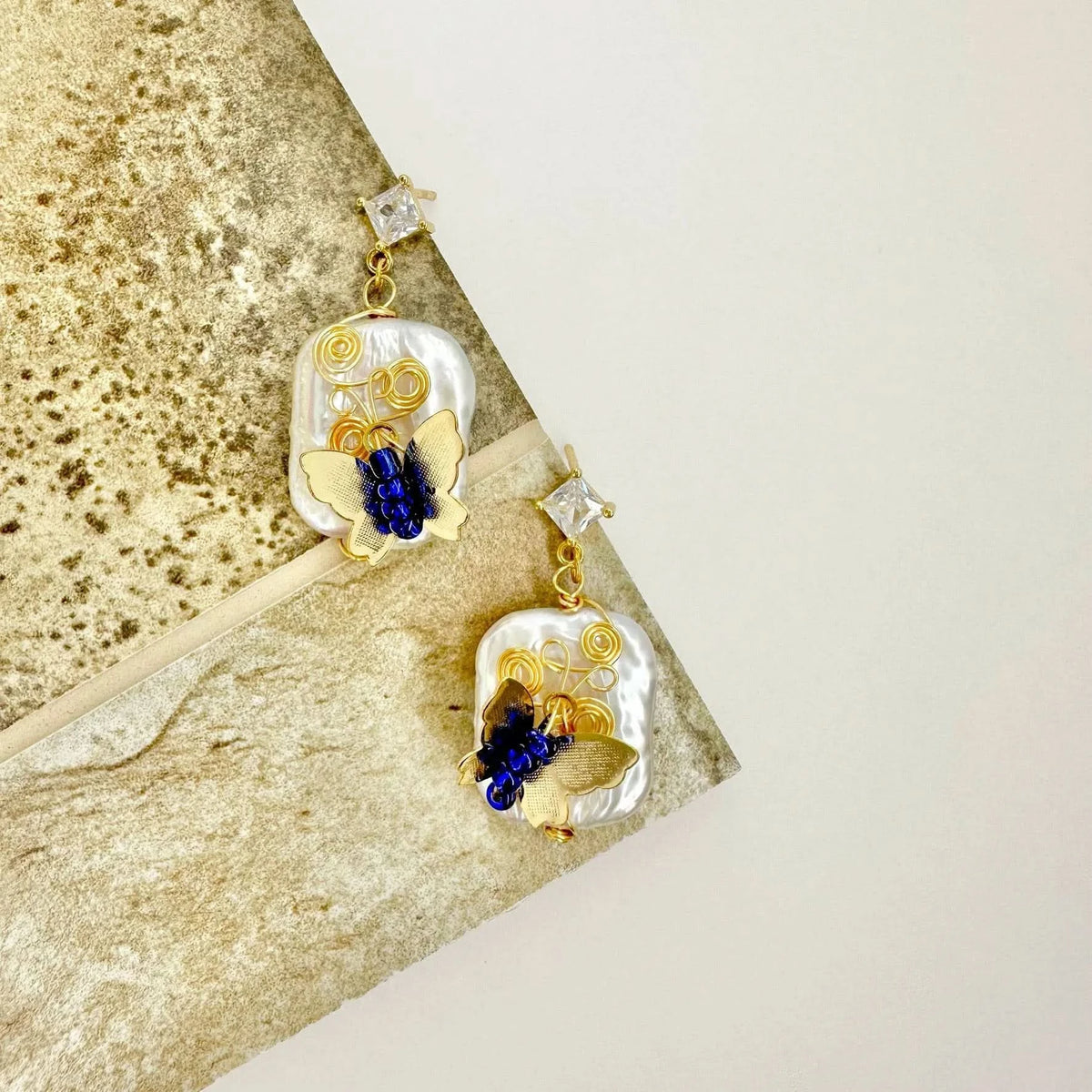 vermeil Baroque pearl drop earrings