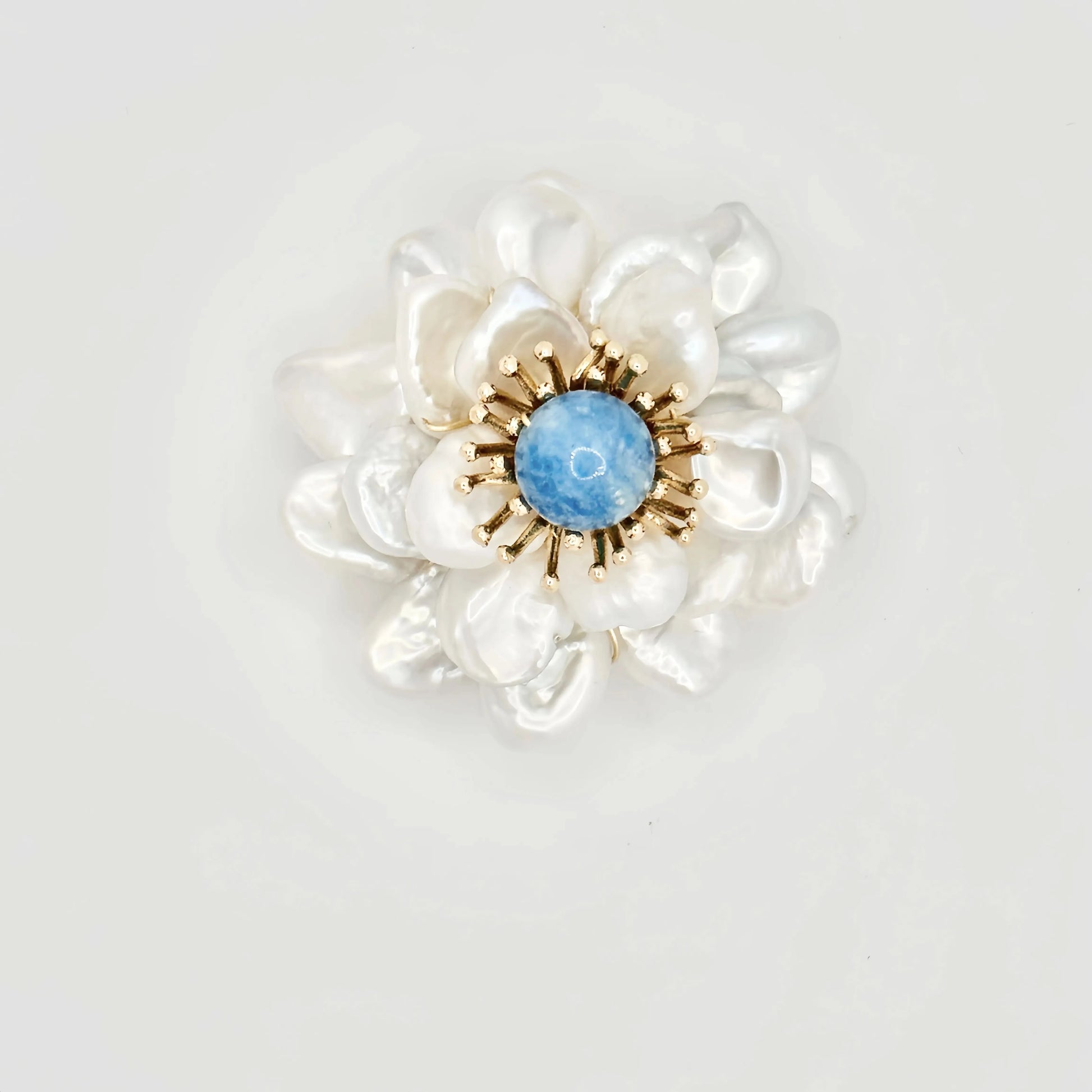 Baroque pearl flower brooch