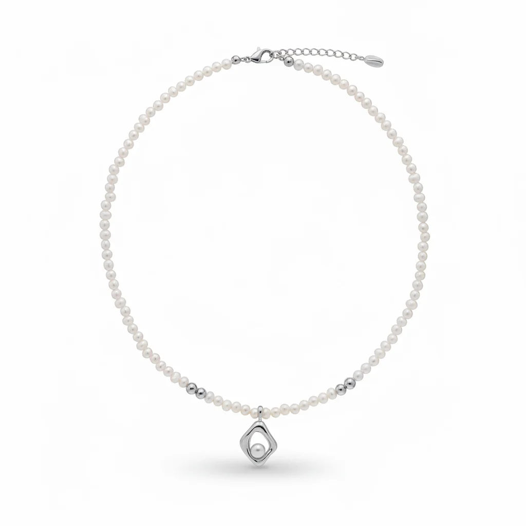 Bead Silver and Gold Pearl Necklace