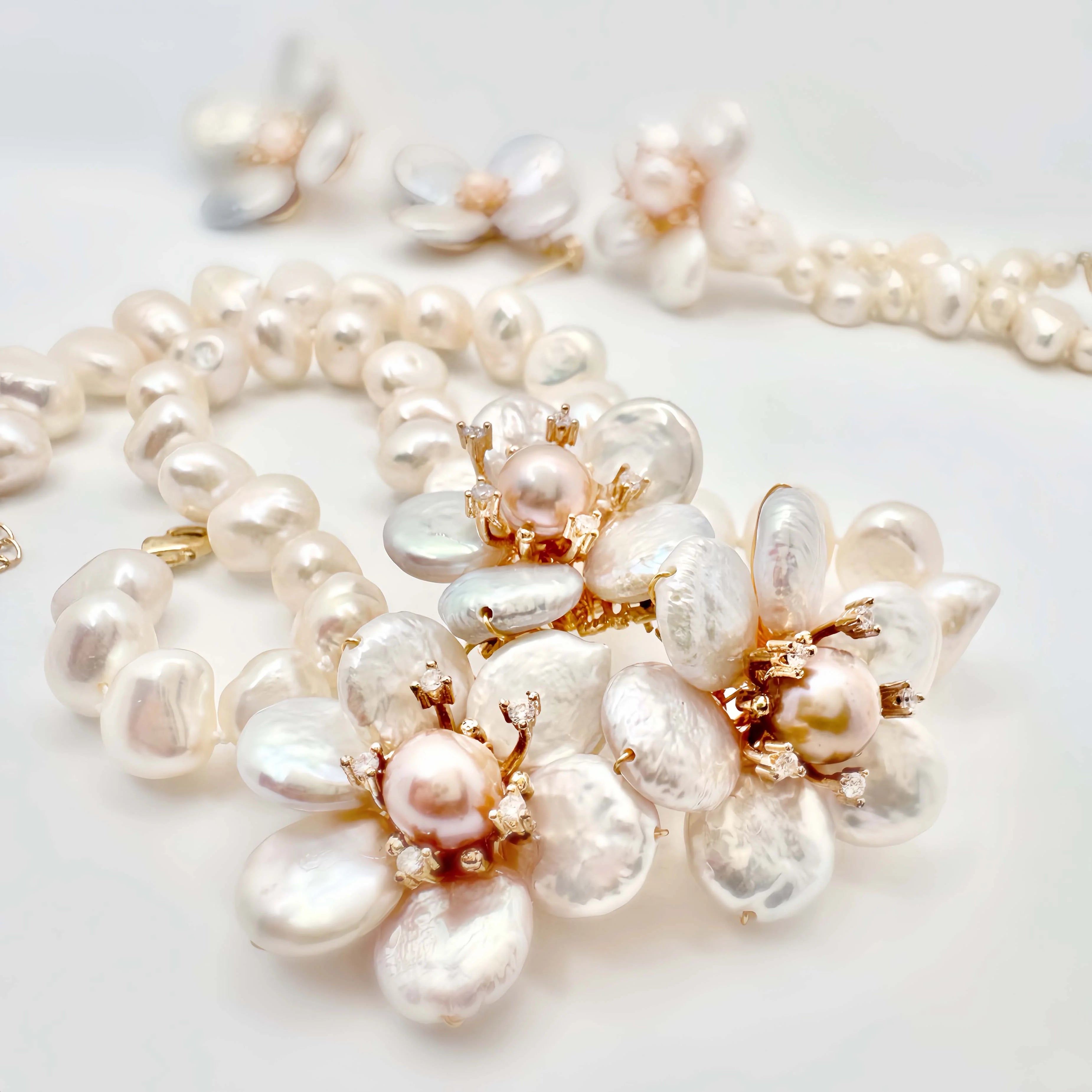Buy Flower Pearl Necklace In 925 Silver At Ornate Jewels