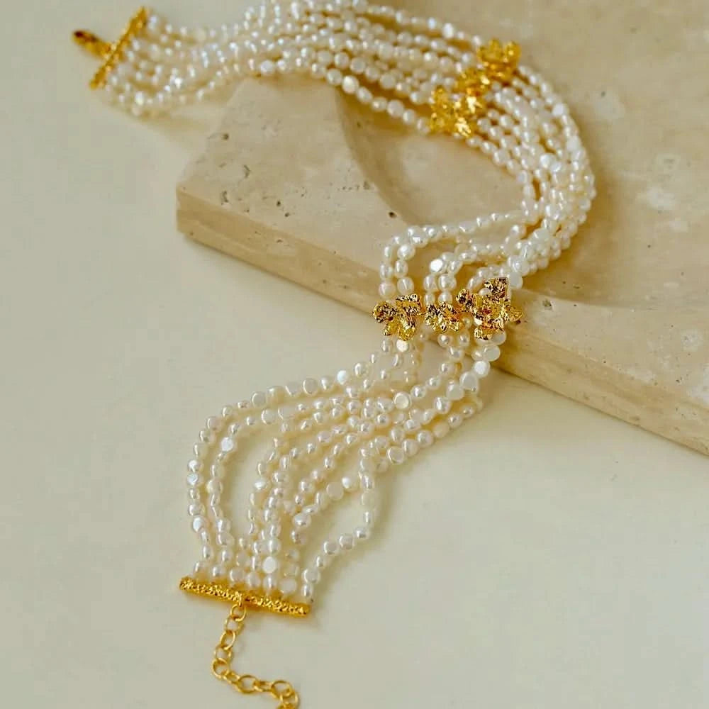 Beaded Strand Freshwater Pearl Choker Necklace
