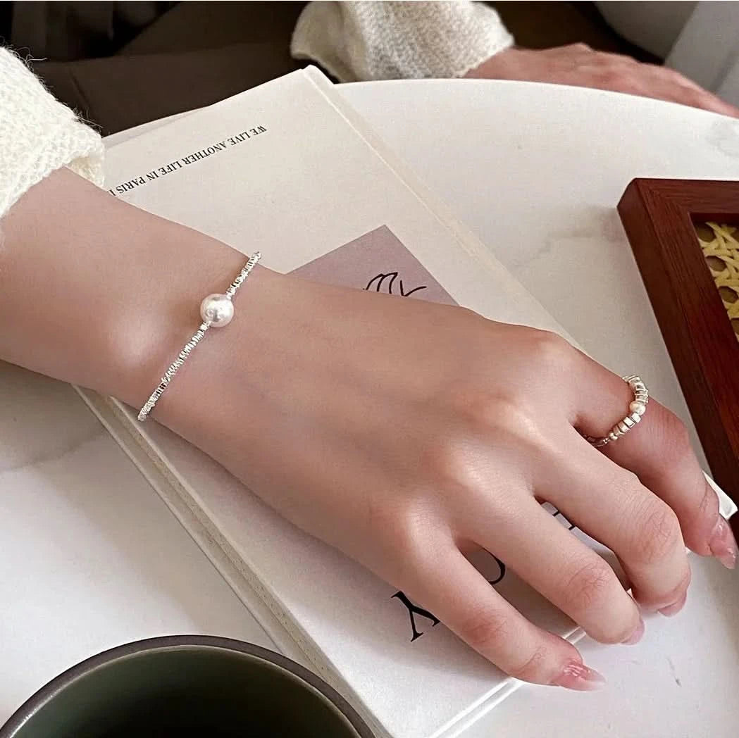 silver beaded bracelet