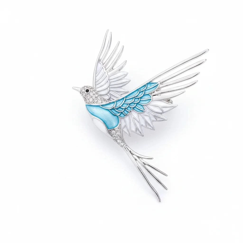 Bluebird Crystal Statement Brooch