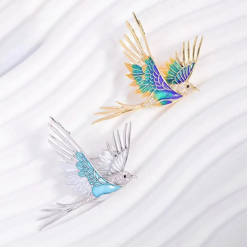 Bluebird Crystal Statement Brooch