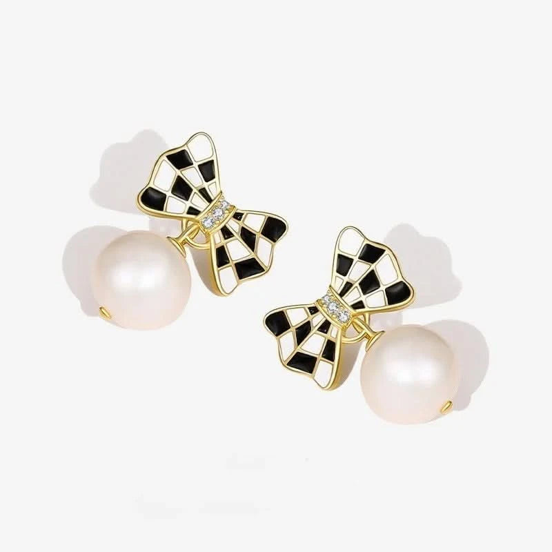 Bow Pearl Dangle Earrings