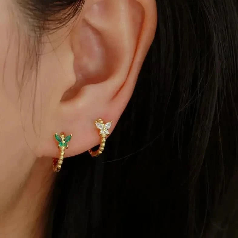 🦋 Butterfly Gem Hoop Earrings