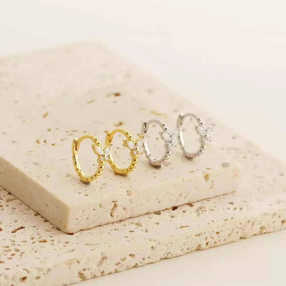 🦋 Butterfly Gem Hoop Earrings