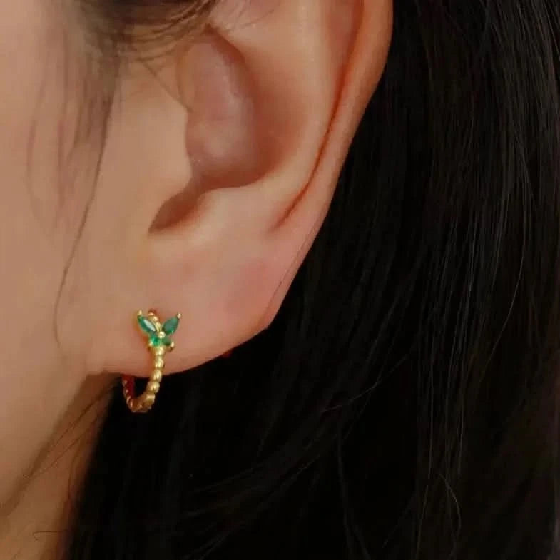 🦋 Butterfly Gem Hoop Earrings