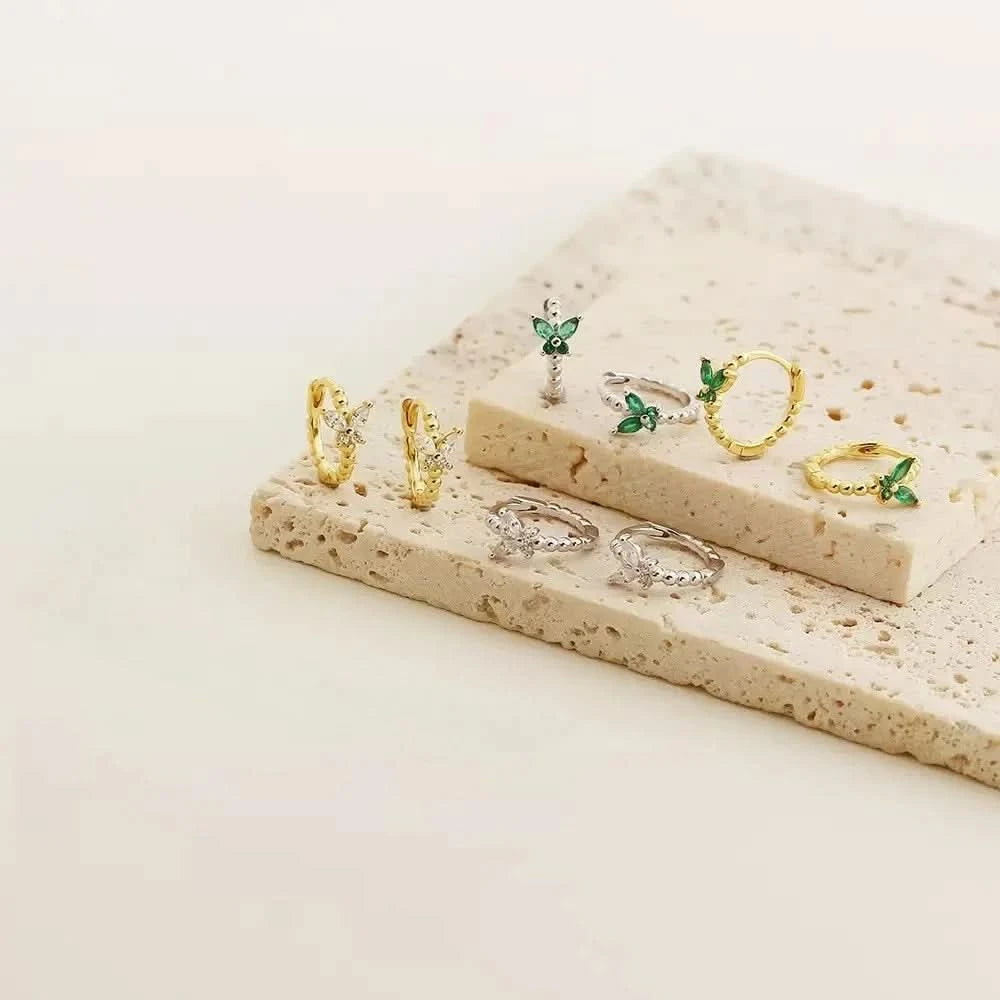 🦋 Butterfly Gem Hoop Earrings