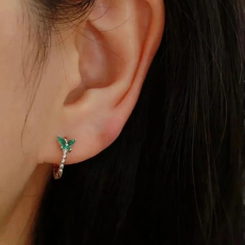 🦋 Butterfly Gem Hoop Earrings