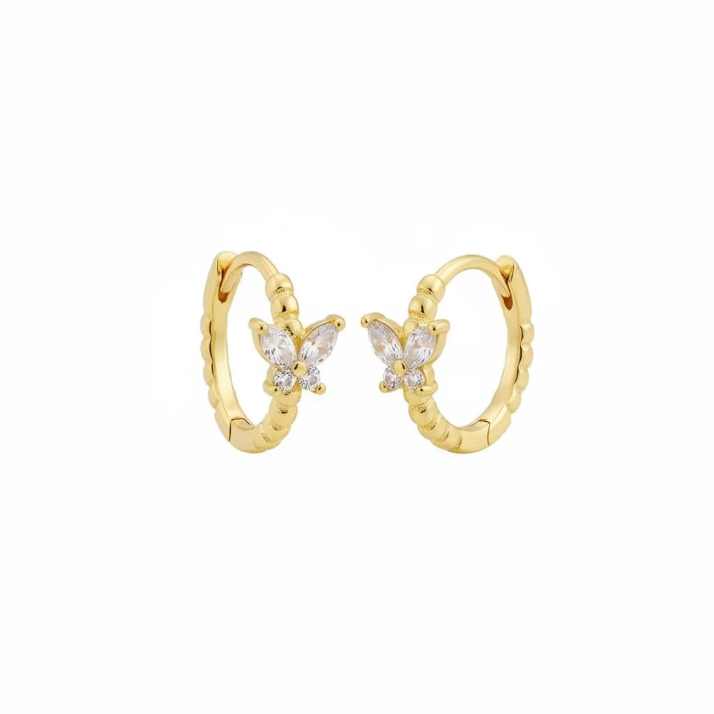 🦋 Butterfly Gem Hoop Earrings
