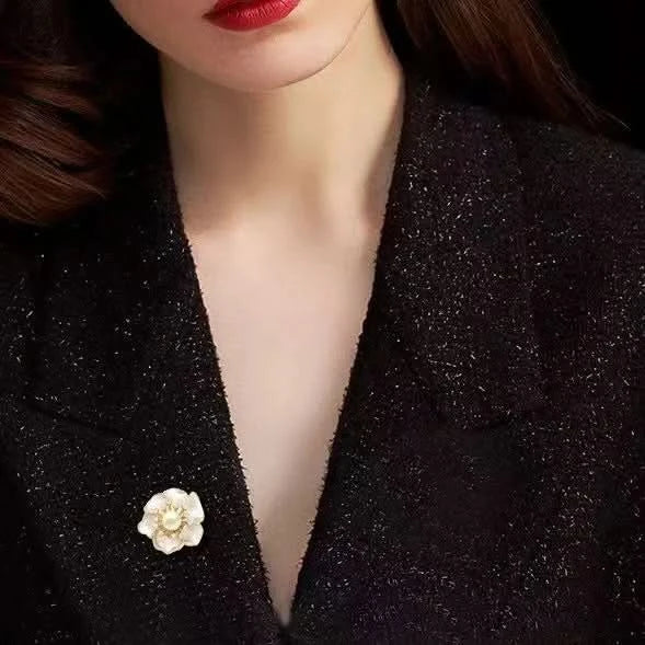 Camellia Crystal Pearl Brooch