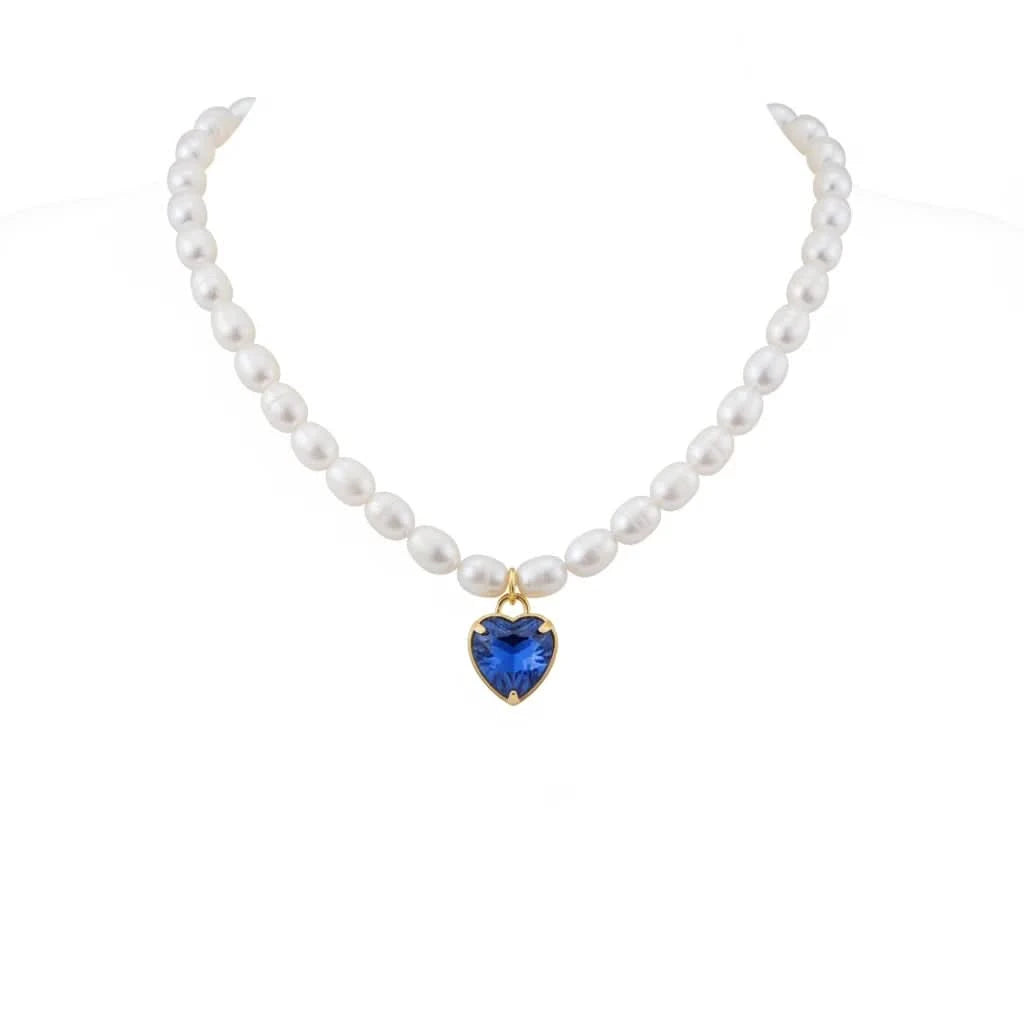 Choker Necklace with Heart Crystal Pendant