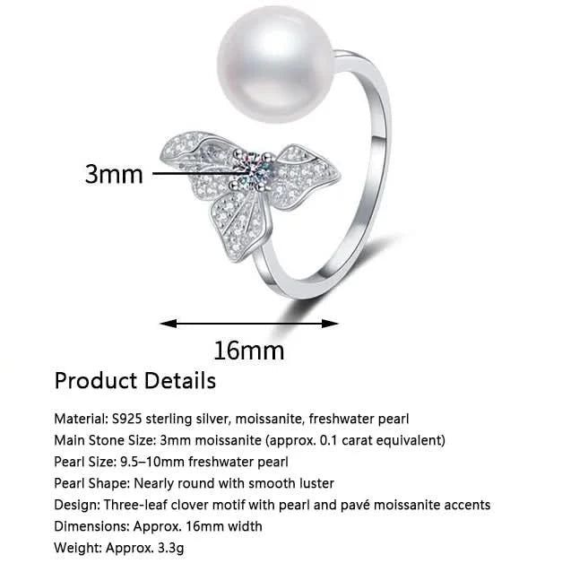 Clover Pearl Silver Ring