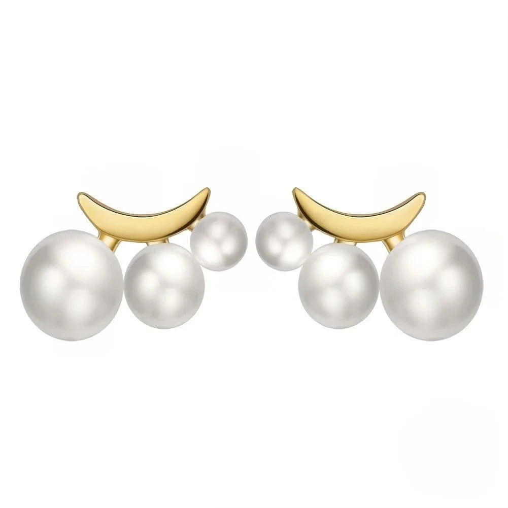 Crescent Freshwater Pearl Stud Earrings