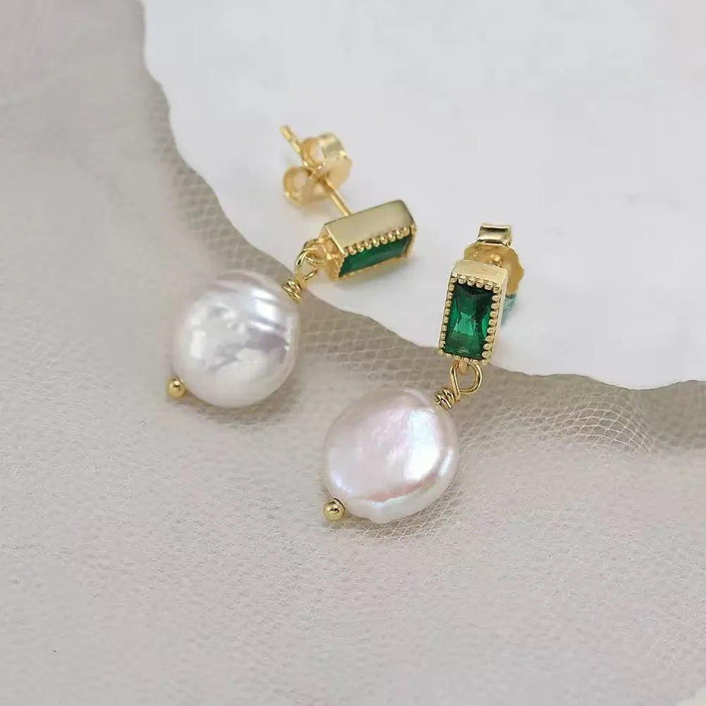 Baroque Pearl Drop Stud Earrings