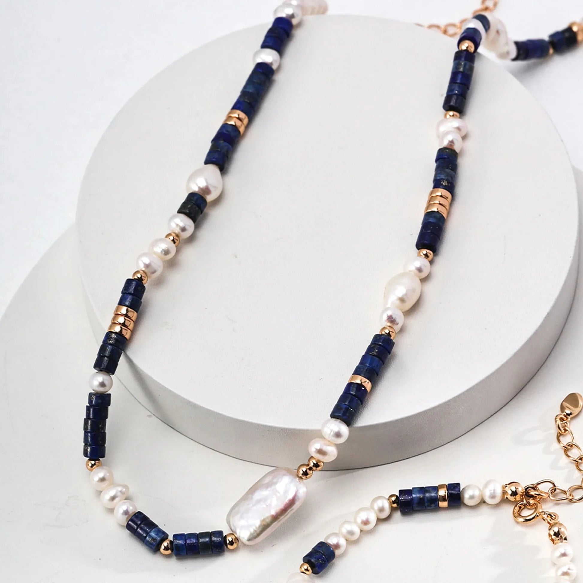 Lapis lazuli Baroque pearl necklace