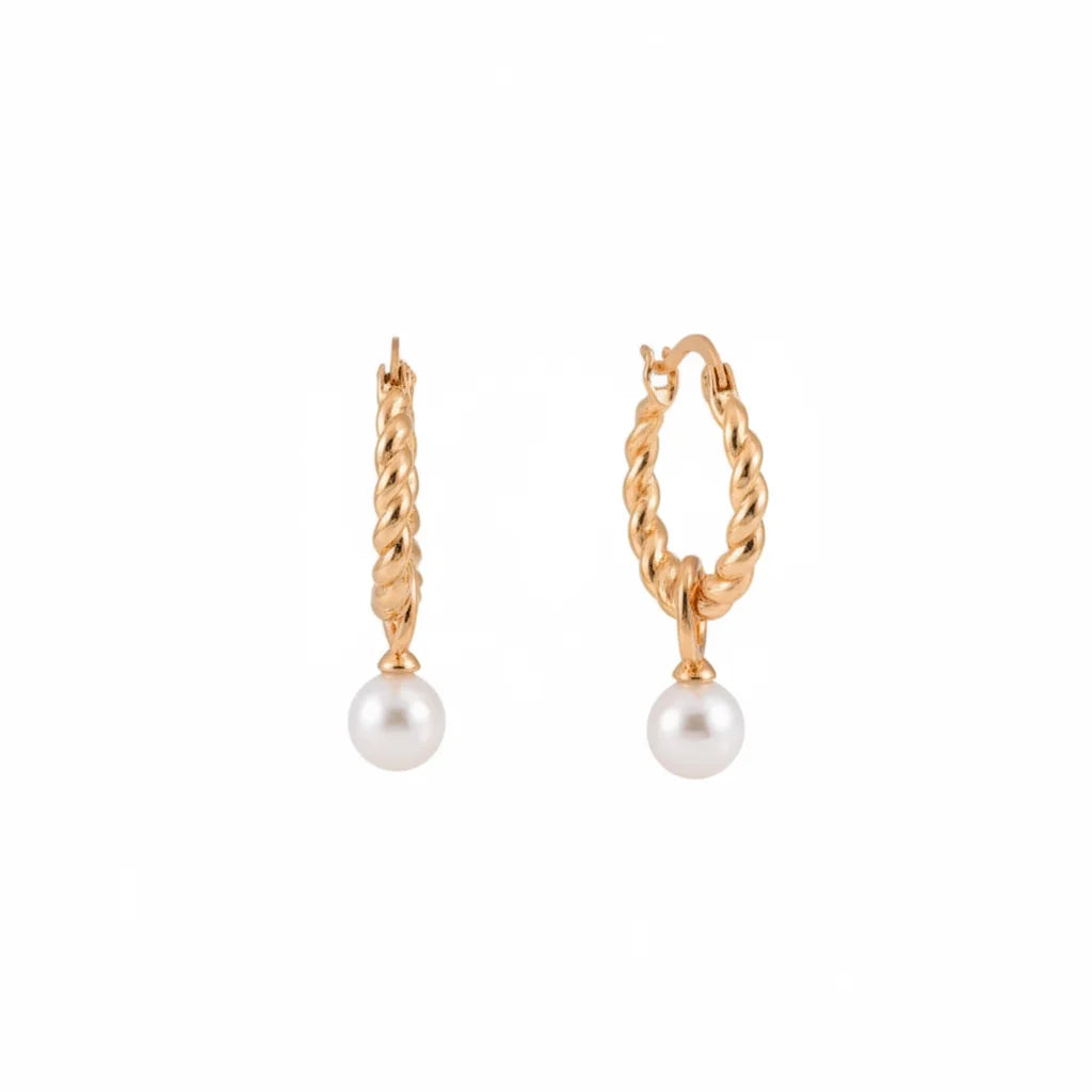 Detachable Twist Hoop Pearl Earrings