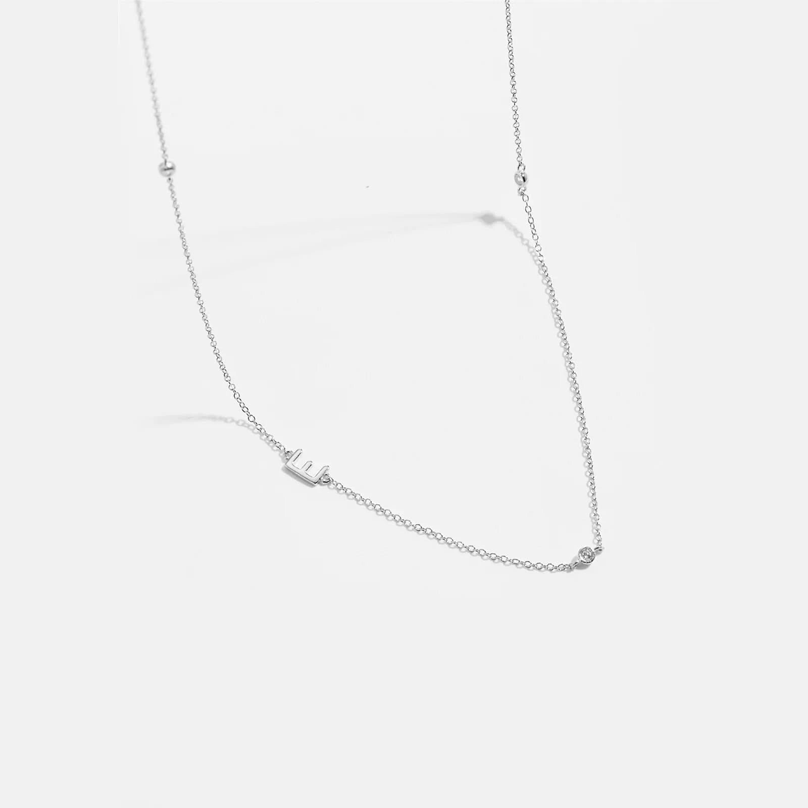 Diamond Initial Letter Gold Necklace-E