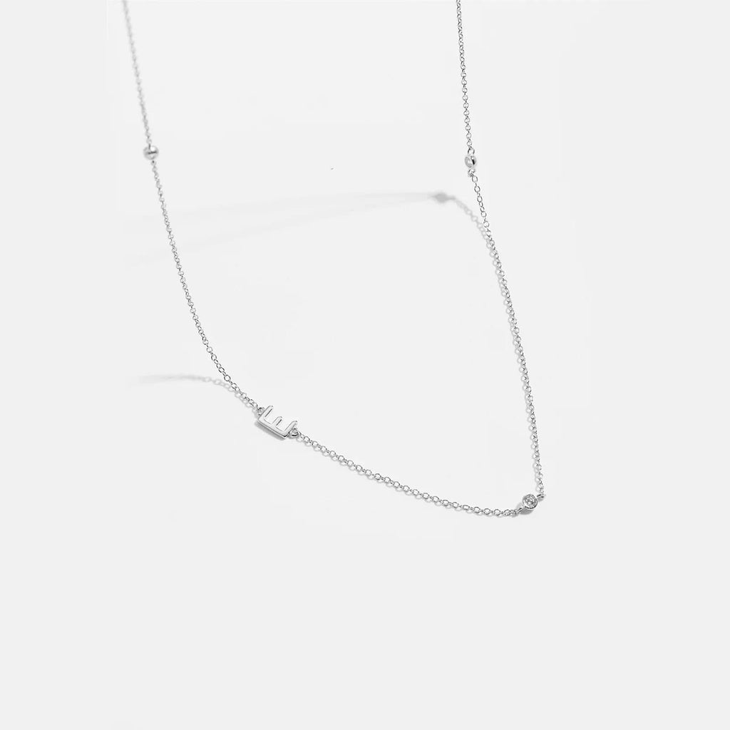 Diamond Initial Letter Gold Necklace-E