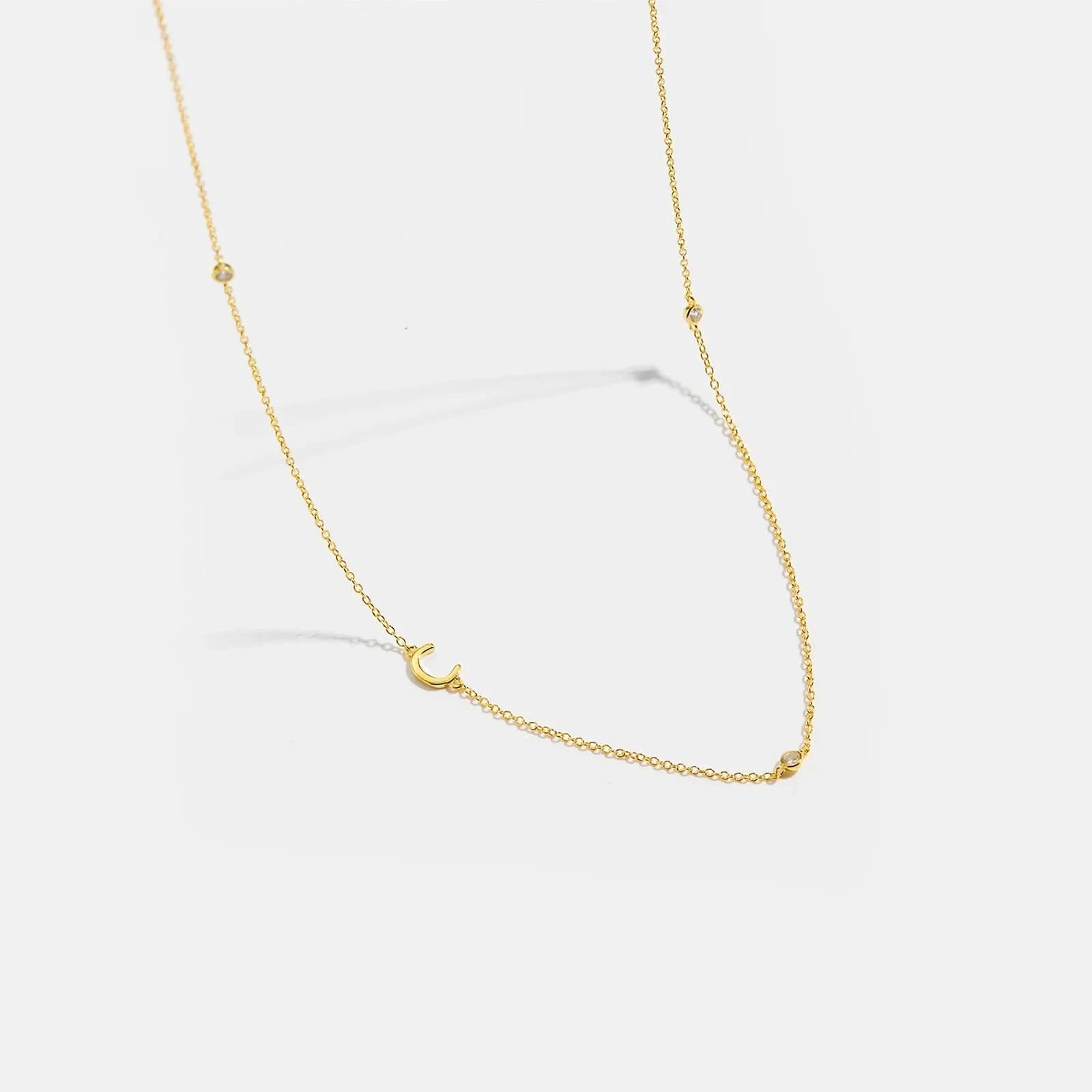 Diamond Initial Letter Gold Necklace-C