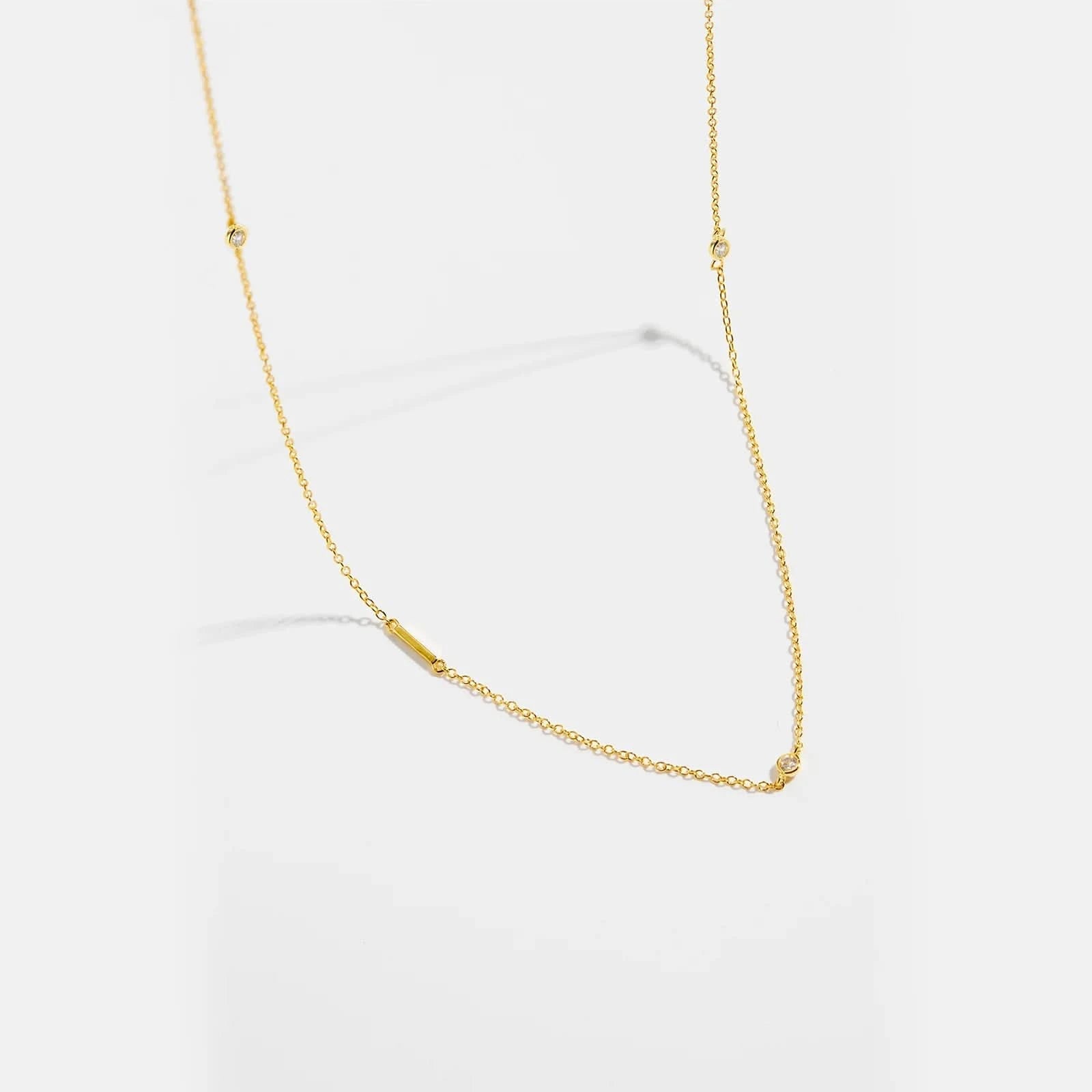Diamond Initial Letter Gold Necklace-I