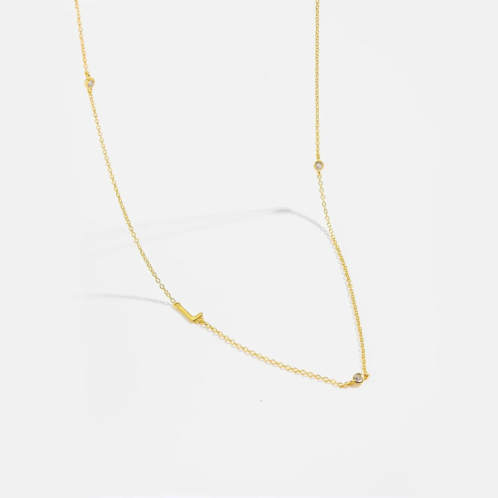 Diamond Initial Letter Gold Necklace-L