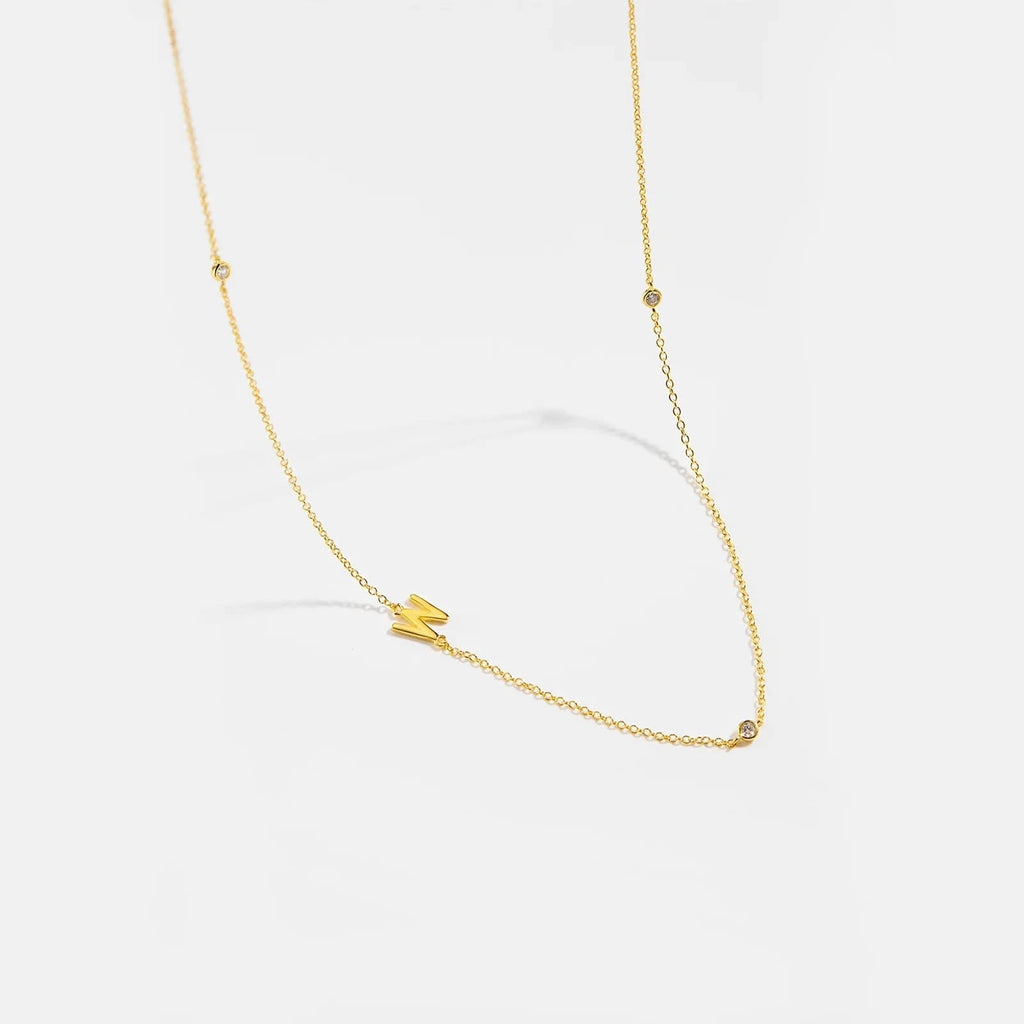 Diamond Initial Letter Gold Necklace-W