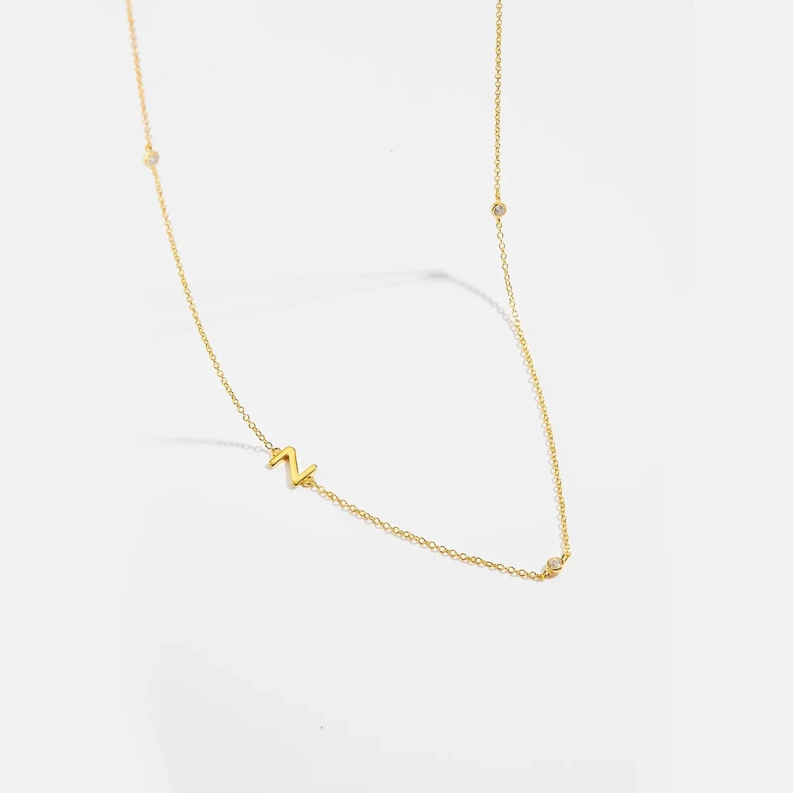 Diamond Initial Letter Gold Necklace-Z