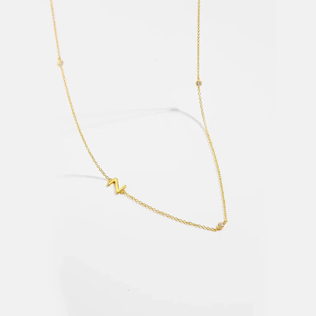 Diamond Initial Letter Gold Necklace-Z