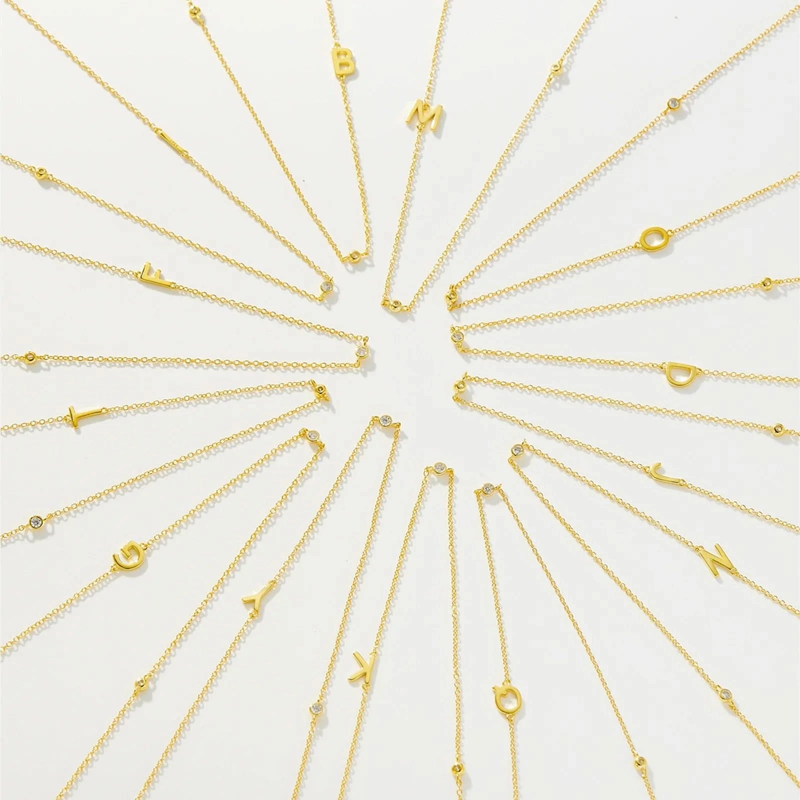 Diamond Initial Letter Gold Necklace