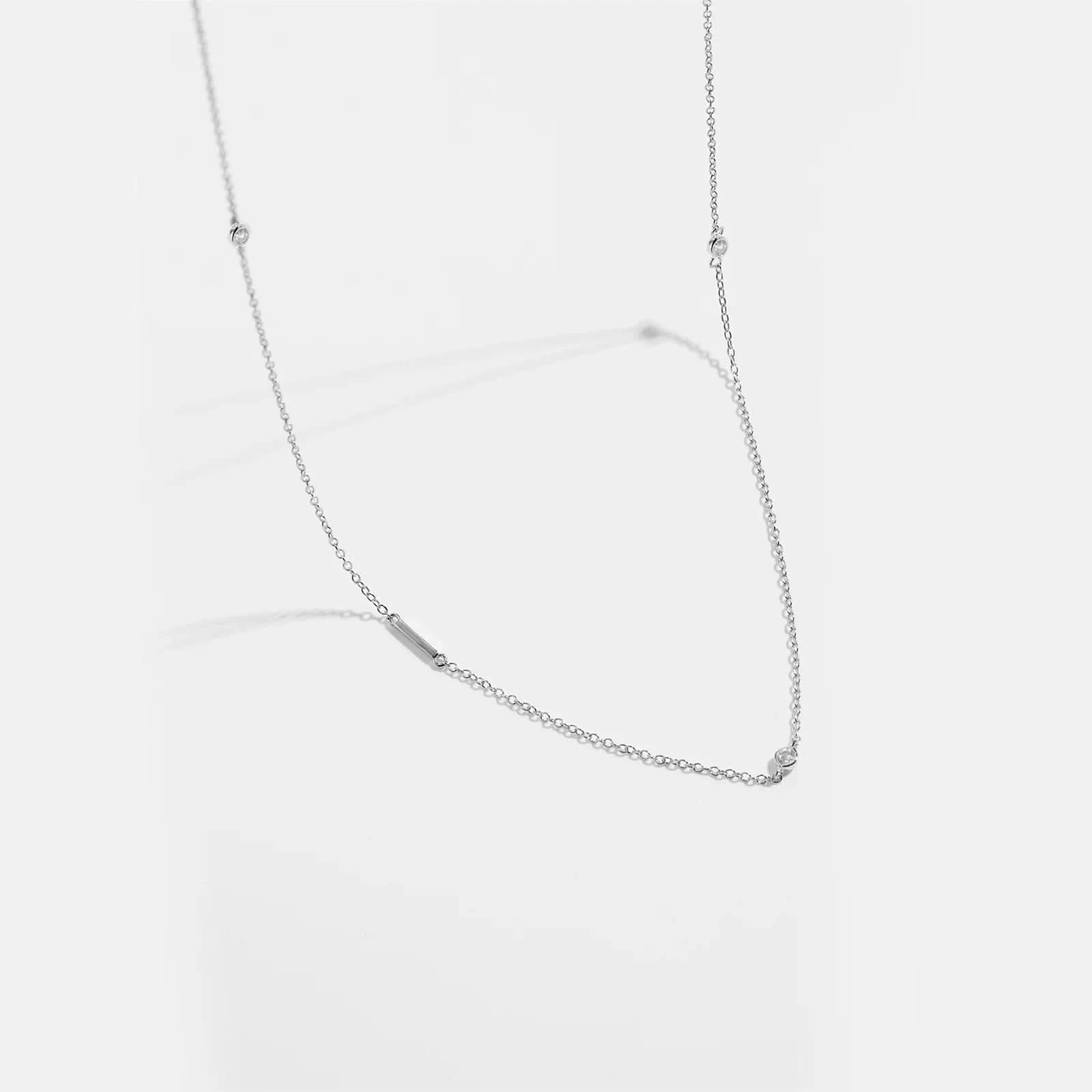 Diamond Initial Letter Silver Necklace-I