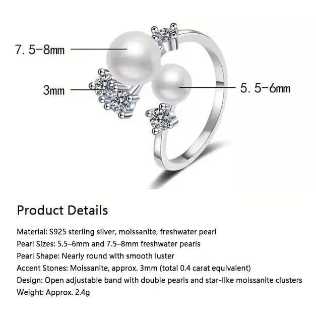 Diamond Stars Pearls Ring